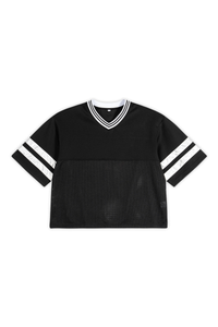 Unisex Striped Color Block Mesh Athletic Football Jersey Tee