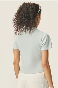 Women's 260g Mock Neck Soft Stretch Multicolor Slim Tee