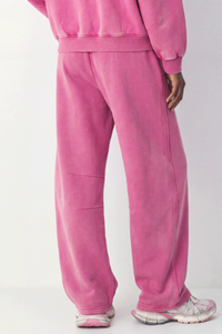 Unisex Fall Fleece Elastic Waist Curved Wide Leg Sweatpants