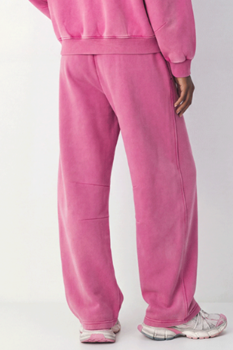 Unisex Fall Fleece Elastic Waist Curved Wide Leg Sweatpants