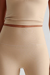 Women Solid Naked Sensation Yoga Set: High-Waisted Sculpting Shorts + Crisscross Back Support Bra