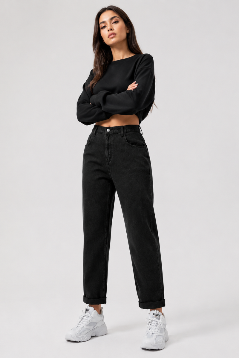 Women's Plus Size High Waist Stretch Straight Leg Jeans