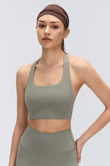 Women's Halter Stretch Removable Pads Solid  Sports Bra