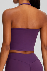 Women's Halter Deep V-Neck Cropped Yoga Sports Tank Top