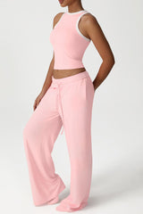 Sleeveless Trim Transport Top + Drawstring Sweatpants 2-Piece Set