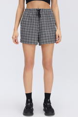 Women's Summer Drawstring Bubble Plaid Casual Shorts