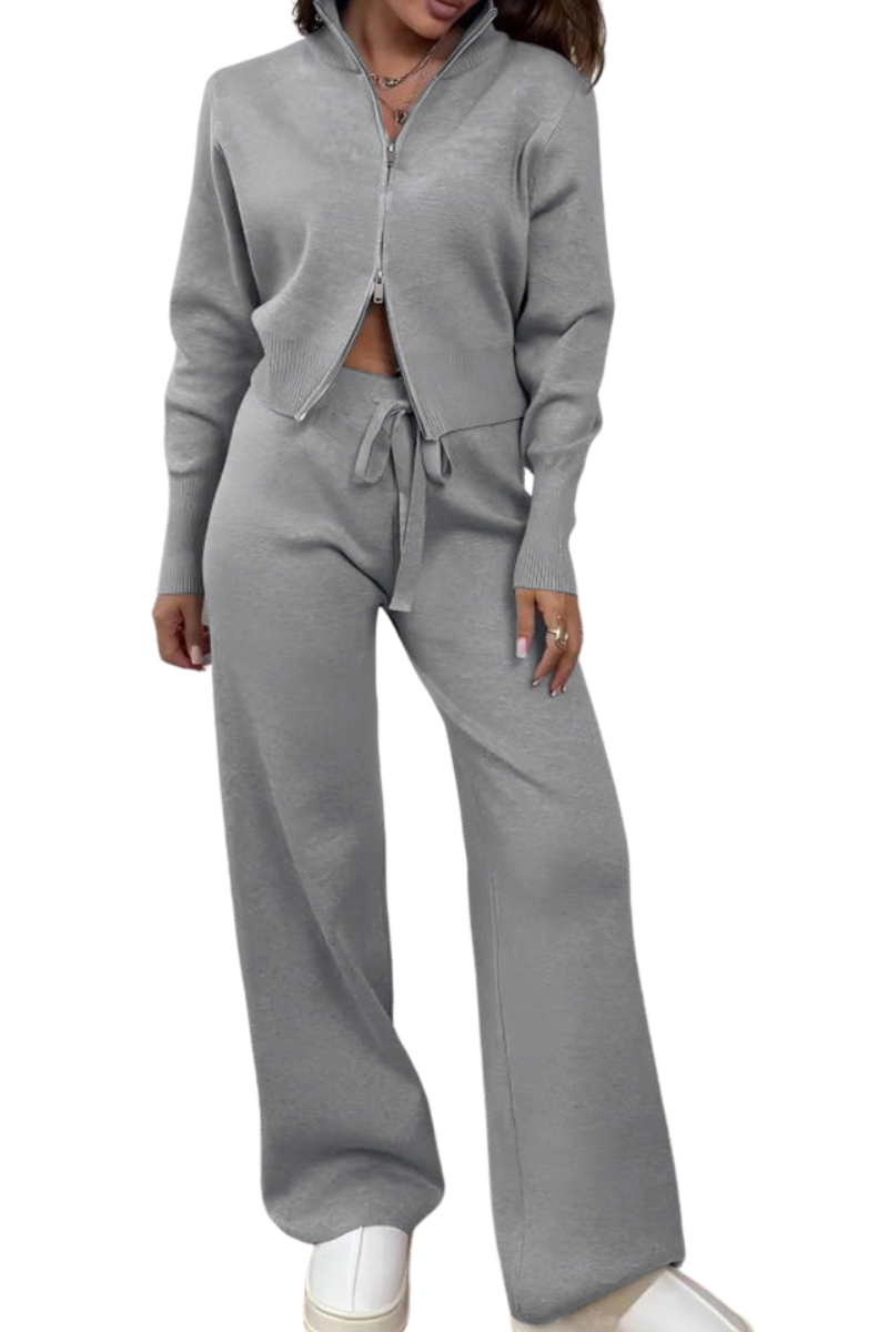 Double-opening zipper fitted sweater set