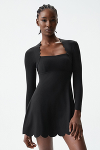 Women's Long Sleeve Wave-Detail Yoga Dress