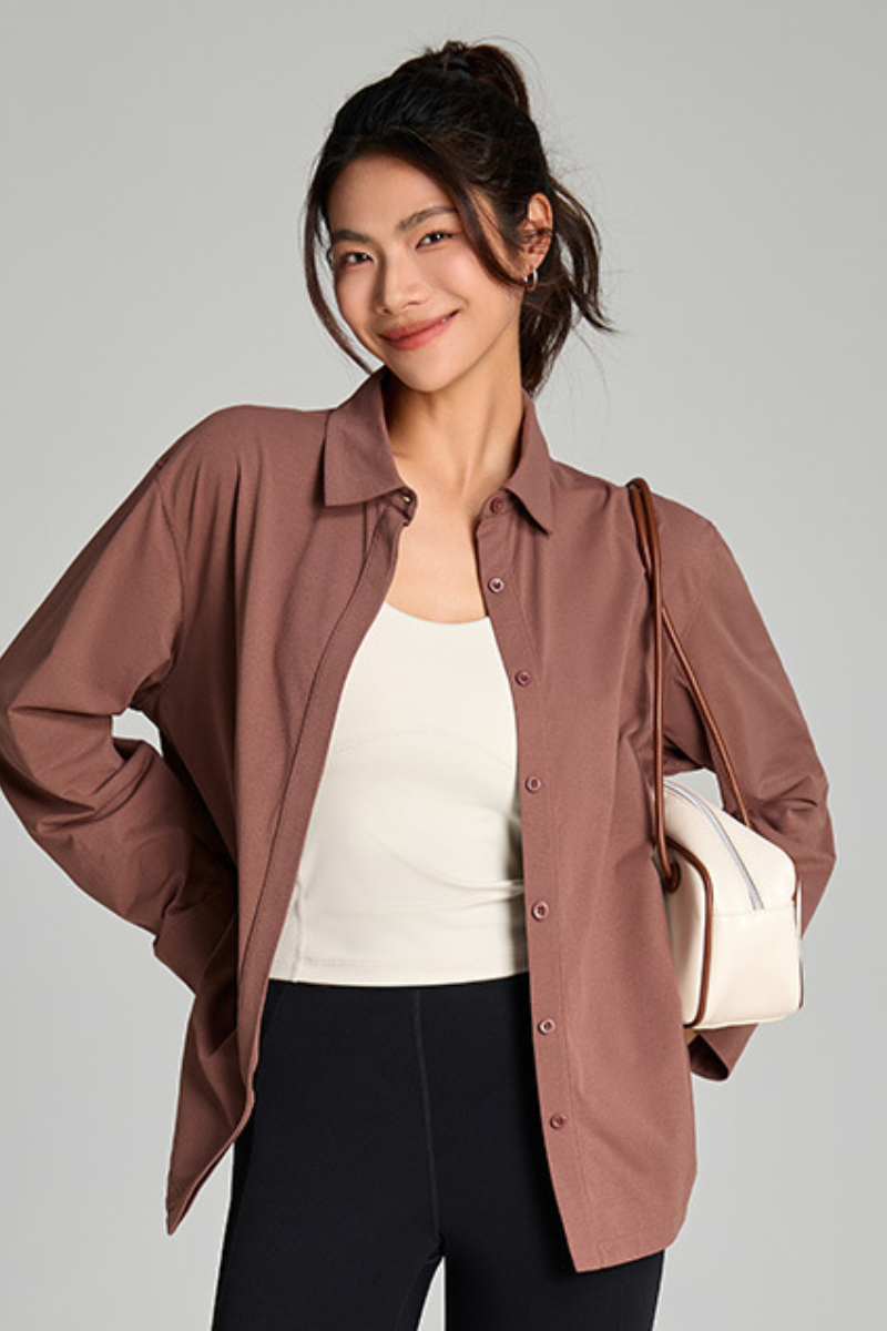 Women's Spring Loose-Fitting Curved Hem Quick Dry Shirt