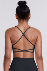 Women's Crisscross Back Spaghetti Straps Quick Dry Sports Bra