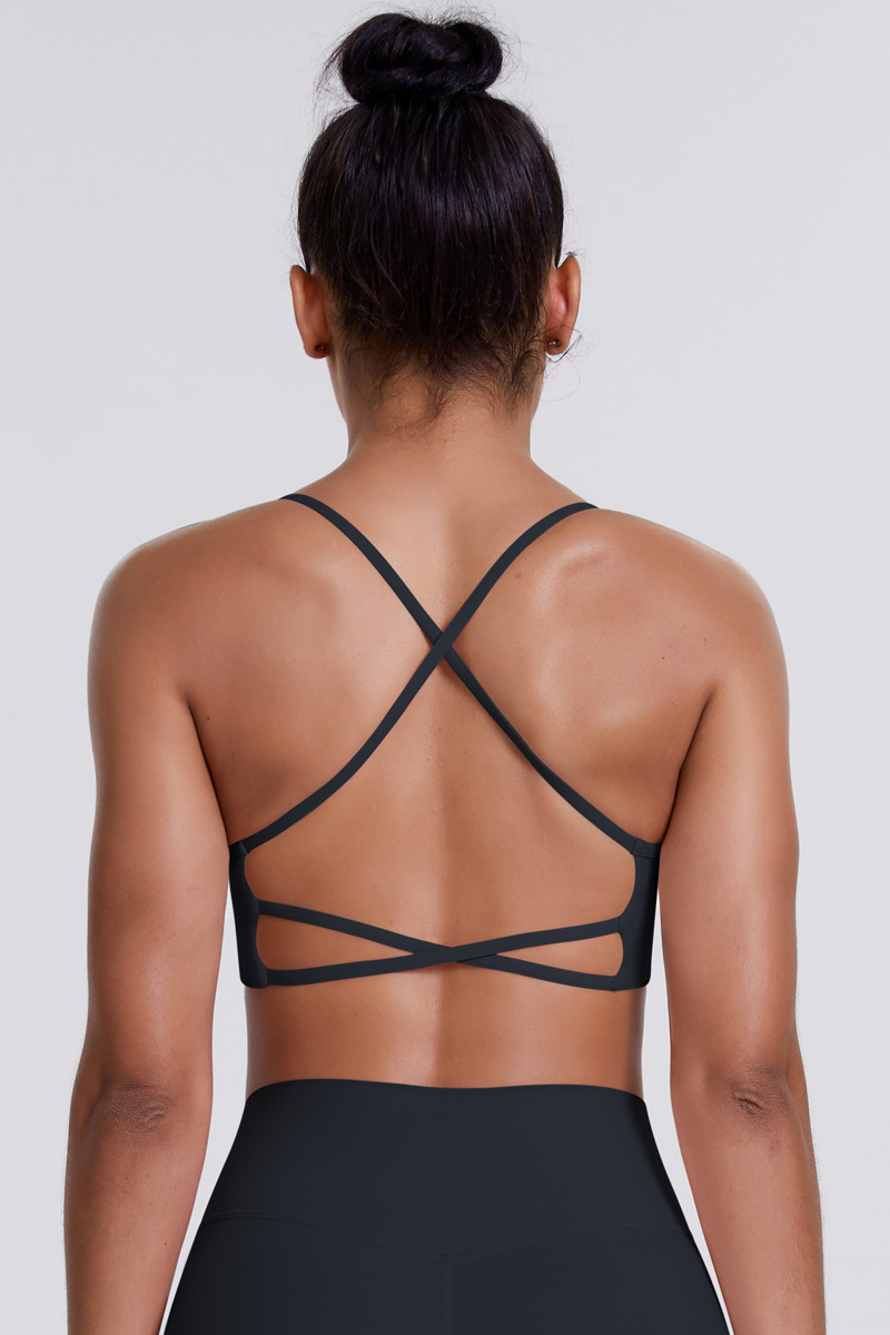 Women's Crisscross Back Spaghetti Straps Quick Dry Sports Bra