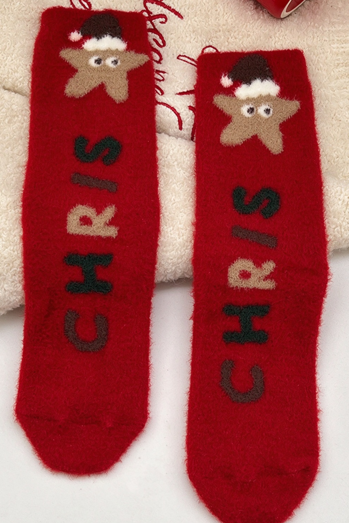 Unisex Plus Christmas Cute Santa Snowman Mid-Calf Socks