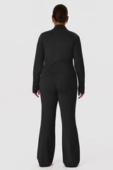 Plus Size Women's Two-Piece Set:Stand Collar Jacket Yoga Flare Pants