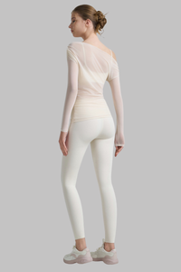 Women's Yoga 3-Piece Set:Bra+ Off-Shoulder Mesh Top+Leggings