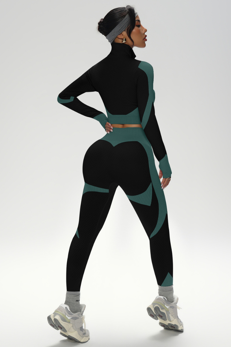 Women's Athletic Stand-Up Collar Seamless 2 Piece Set