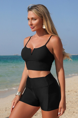 Women's Sexy V-collar Crop Top High Waisted Short Bikini