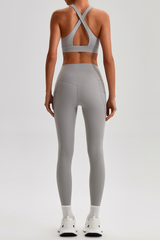 Women's Cross Back Bra & Side Pocket Yoga Leggings Set