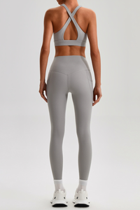 Women's Cross Back Bra & Side Pocket Yoga Leggings Set