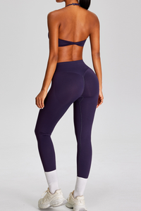Women's Seamless Yoga Sets:Halter Backless Bra And Leggings