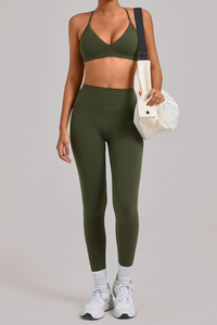 Women's Set:Triangle Cup Thin Straps Bra And High-Waist Leggings
