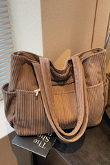 Women's Fall Vintage Corduroy Hand-Carry & Shoulder Tote Bag
