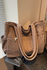 Women's Fall Vintage Corduroy Hand-Carry & Shoulder Tote Bag