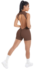 Women's sleeveless backless yoga bodysuit