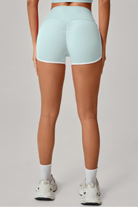 Color-contrast patchwork yoga shorts