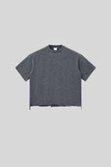Unisex 350G heavyweight washed boxy-fit T-shirt with raw edges