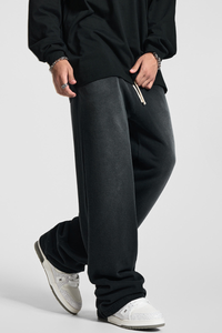 Rustic-style straight-leg long pants