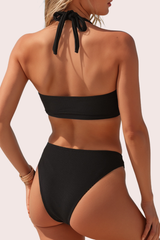 Women's Metal Ring Halterneck Cut Out Sexy Bikini