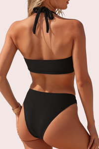 Women's Metal Ring Halterneck Cut Out Sexy Bikini