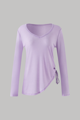 Women's V-Neck Side Drawstring Sheer Lazy Style Cover Up