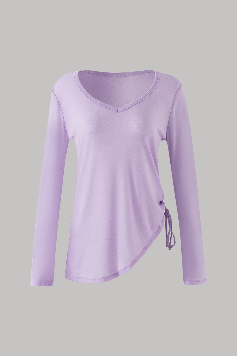 Women's V-Neck Side Drawstring Sheer Lazy Style Cover Up