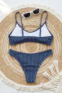 Women's Polka Dot U-Neck Halter High Waist Triangle Bikini