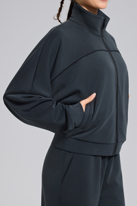 Women's Fall Soft Modal Drop Shoulder Zip Up Sports Jacket