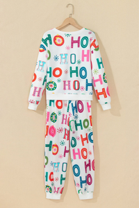 Women's HOHO Letter Thin Lounge Christmas Pajamas Sets