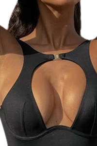 Women's Sexy Deep V Hollow Out Underwire One Piece Swimsuit