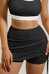 Women's Side Drawstring Pleated Sports Running Skort