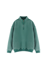 Unisex Fall Vintage Fleece Washed 1/4 Zip Mockneck Sweatshirt