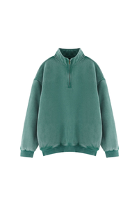 Unisex Fall Vintage Fleece Washed 1/4 Zip Mockneck Sweatshirt
