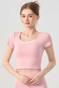 Women's Bow Cutout Back Padded Naked Feel Yoga T-shirt