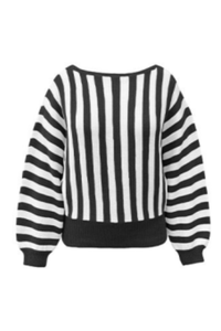 Women's Fall Cropped Color Block Striped Knit Sweater