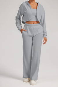 Oversized cardigan and wide-leg pants set