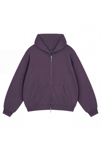 Unisex Fall Relaxed Drop Shoulder Full Zip Hooded Jacket