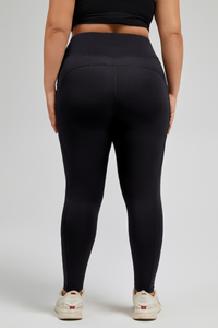 Plus Size Women's High-Waist Double Layer Pocket Athletic Yoga Leggings