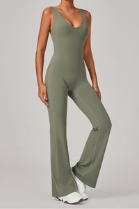 Women's Athletic U-neck Backless One-piece Jumpsuits