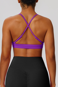 Women's V-Neck Cross-Back Padded Naked Feel Sports Yoga Bra