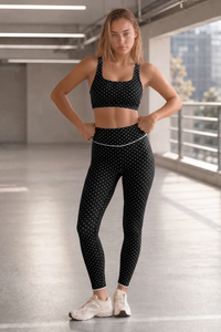 Women's Polka Dot Sports Bra & V High Waist Yoga Legging Set