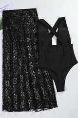 Women's Sexy Lace V Neck Backless One Piece Set - Solid